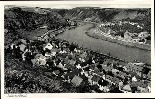 Ak Lehmen an der Mosel, Teilansicht, Fluss