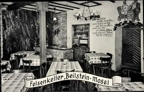 Ak Beilstein an der Mosel, Gasthaus-Pension Felsenkeller, Innenansicht