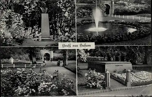 Ak Husum in Nordfriesland, Schlossgarten, Theodor Storms Grab