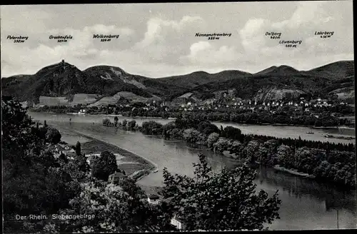 Ak Königswinter am Rhein, Siebengebirge, Wolkenburg, Drachenfels, Petersberg