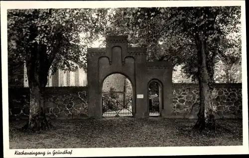 Ak Grundhof Schleswig Holstein, Kircheneingang