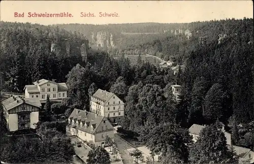 Ak Bad Schweizermühle Rosenthal Bielatal in Sachsen, Panorama