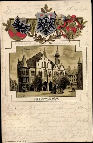 Wappen Künstler Litho Klett, H., Hildesheim in Niedersachsen, Rathaus, Brunnen