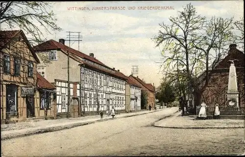 Ak Wittingen in Niedersachsen, Junkerstraße, Kriegerdenkmal