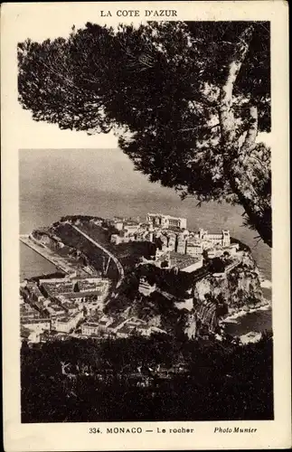 Ak Monte Carlo Monaco, Le rocher, la Cote d'Azur