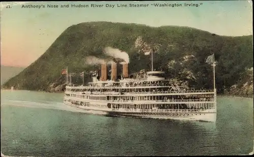 Ak Anthony's Nose and Hudson River Day Line Steamer Washington Irving