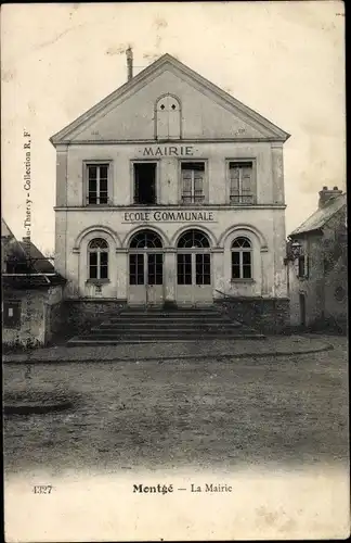 Ak Montgé Somme, La Mairie, Ecole Communale
