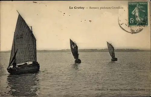 Ak Le Crotoy Somme, Bateaux pecheurs Crotellois