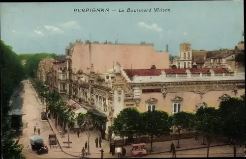 Ak Perpignan Pyrénées Orientales, Le Boulevard Wilson