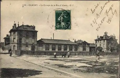 Ak Clichy Hauts de Seine, La Groupe de la Rue d'Alsace