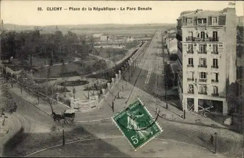 Ak Clichy Hauts de Seine, Place de la Republique, Le Parc Denain