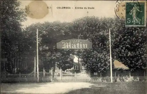 Ak Colombes Hauts de Seine, Entree du Stade du Matin