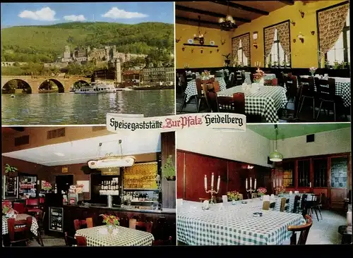 Ak Heidelberg am Neckar, Speisegaststätte Zur Pfalz, Innenansicht, Heinrich-Fuchs-Straße 75, Brücke