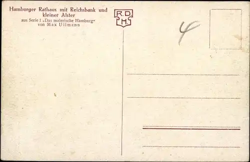 Künstler Ak Ullmann, Max, Hamburg Mitte, Rathaus, Reichsbank, Kleine Alster