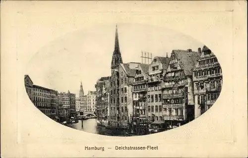 Präge Passepartout Ak Hamburg Mitte Altstadt, Fleet an der Deichstraße