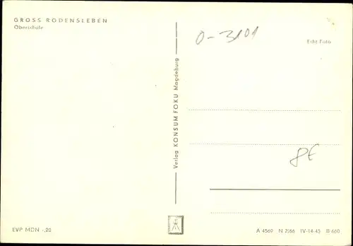 Ak Groß Rodensleben Wanzleben Börde in Sachsen Anhalt, Oberschule