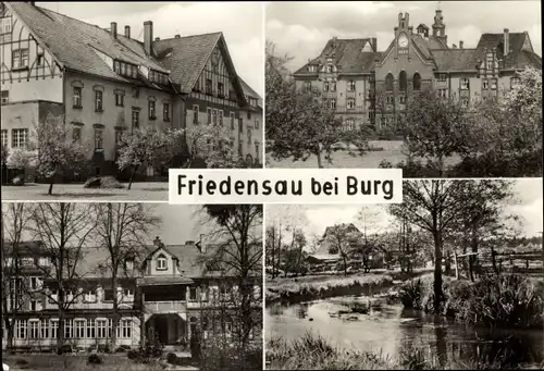 Ak Friedensau Möckern Jerichower Land, Altersheim, alte Schule, Erholungsheim, Ihlepartie