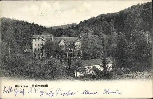 Ak Helmstedt in Niedersachsen, Klara Bad, Blick auf Haupthaus und Nebenhaus, Wald