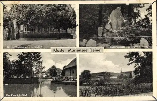Ak Mariensee Neustadt am Rübenberge, Kloster Mariensee, Max Planck Institut, Geburtstätte Höldy