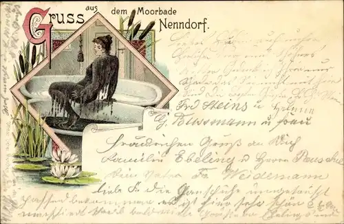 Litho Bad Nenndorf an der Weser, Moorbadgruß