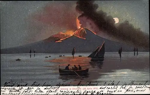 Mondschein Künstler Ak Napoli Neapel Campania, Vesuvio, Vulkan