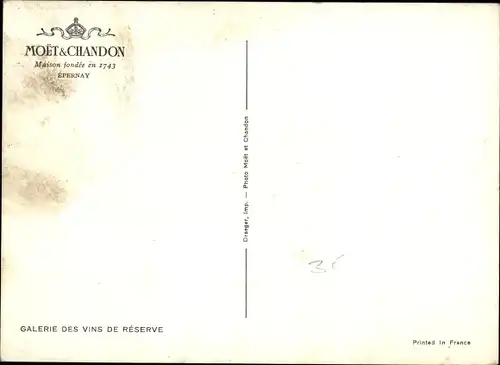 Ak Epernay Marne, Moet & Chandon, Galerie des Vins de Reserve, Weinkeller