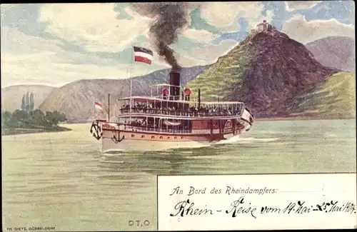 Künstler Ak Rheindampfer, Rhein Dampfschifffahrt Kölnische und Düsseldorfer Gesellschaft