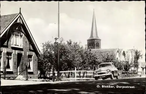 Ak Blokker Nordholland, Dorpsstraat, Auto, Kerk
