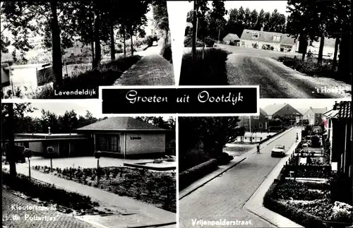 Ak Oostdijk Nordholland, Lavendeldijk, Hoekje, Kleuterschool e Putterjies, Vrijenpolderstraat