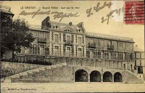 Ak Le Crotoy Somme, Grand Hotel, vue sur la mer