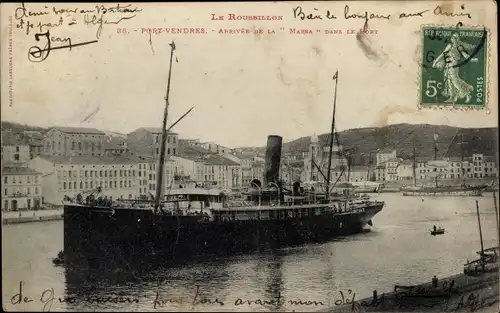 Ak Port Vendres Pyrénées Orientales, Arrivee de la Marsa dans le Port, le Roussillon