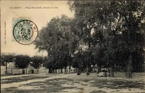 Ak Clamart Hauts de Seine, Place Hunebelle, Entree du bois