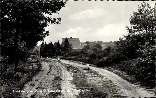 Ak Haaksbergen Overijssel, Weg in Langelo bij de Watermolen