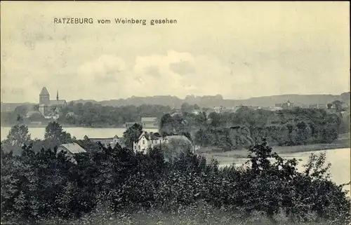 Ak Ratzeburg im Herzogtum Lauenburg, Ort vom Weinberg gesehen