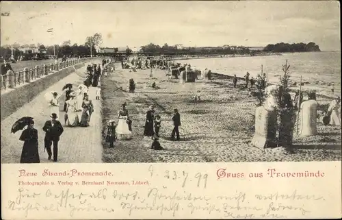 Ak Ostseebad Travemünde Lübeck, Strand-Promenade