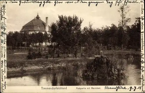 Ak Timmendorfer Strand in Holstein, Parkpartie, Warmbad