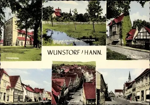 Ak Wunstorf in Niedersachsen, Rathaus, Südstraße, Langestraße