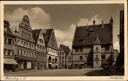 Ak Weißenburg in Mittelfranken Bayern, Marktplatz, Rathaus