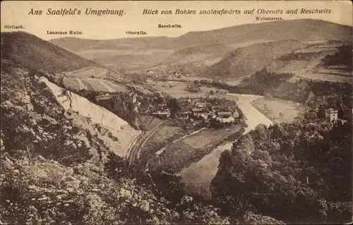 Ak Saalfeld an der Saale, Blick von Bohlen auf Obernitz und Reschwitz