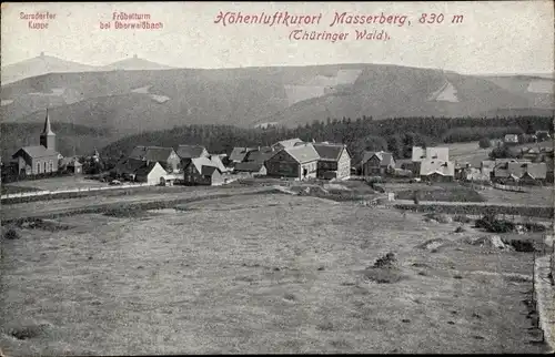 Ak Masserberg in Thüringen, Blick auf den Ort, Fröbelturm