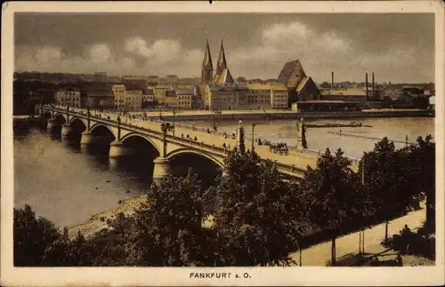 Ak Frankfurt an der Oder, Blick auf die Stadt, Brücke