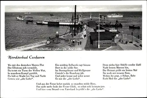 Ak Nordseebad Cuxhaven, Die Alte Liebe, Promenade, Gedicht