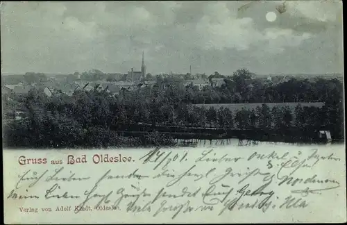 Mondschein Ak Bad Oldesloe in Schleswig Holstein, Blick auf den Ort