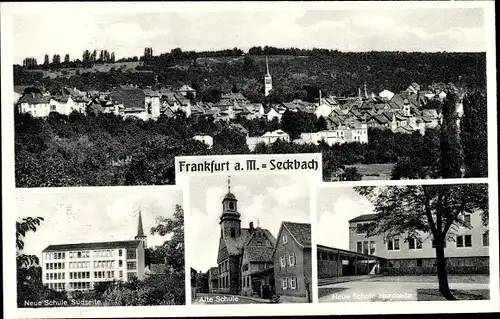 Ak Seckbach Frankfurt am Main, Alte Schule, Neue Schule, Gesamtansicht vom Ort