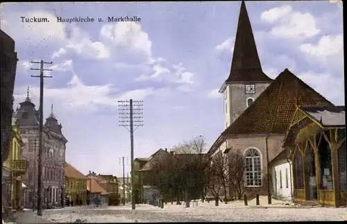 Ak Tukums Tuckum Lettland, Hauptkirche und Markthalle