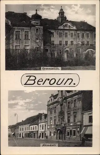 Ak Beroun Beraun Mittelböhmen, Gymnasium, Namesti