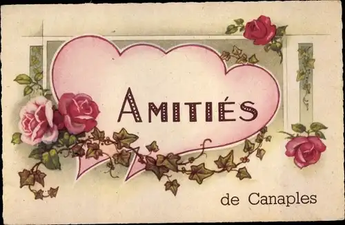 Ak Canaples Somme, Rosen, Amities, Souvenir