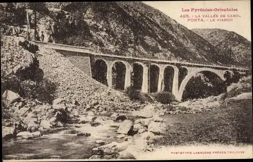 Ak Porta Pyrénées Orientales, La Vallee de Carol, le Viaduc