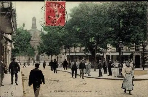 Ak Clichy Hauts de Seine, Place du Marche