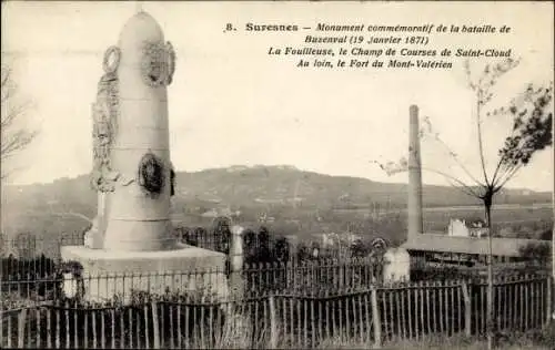 Ak Suresnes Hauts de Seine, Monument commemoratif de la bataille de Buzenval